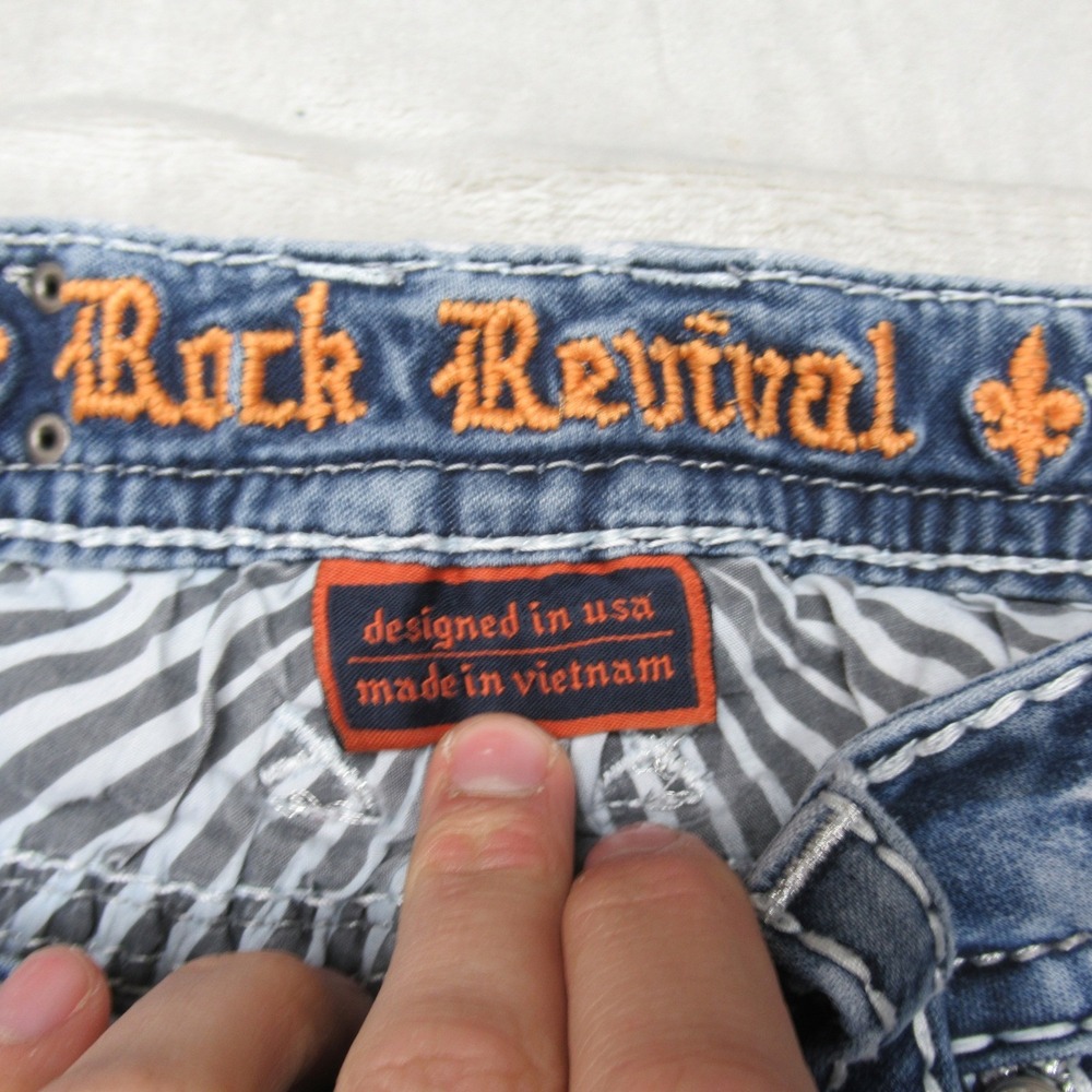 Rock Revival Jeans Womens 29x30 Blue Oliana Skinny Rhinestone Embellished Casual - Picture 7 of 15